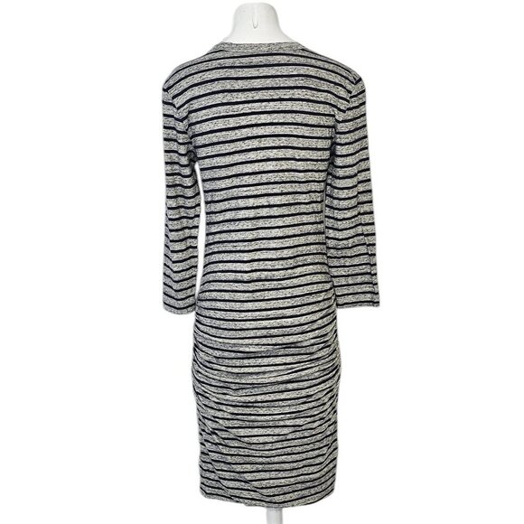 Standard James Perse Estilo Ruched Dress Size 3 Striped 3/4 Sleeve Cotton - Picture 2 of 8